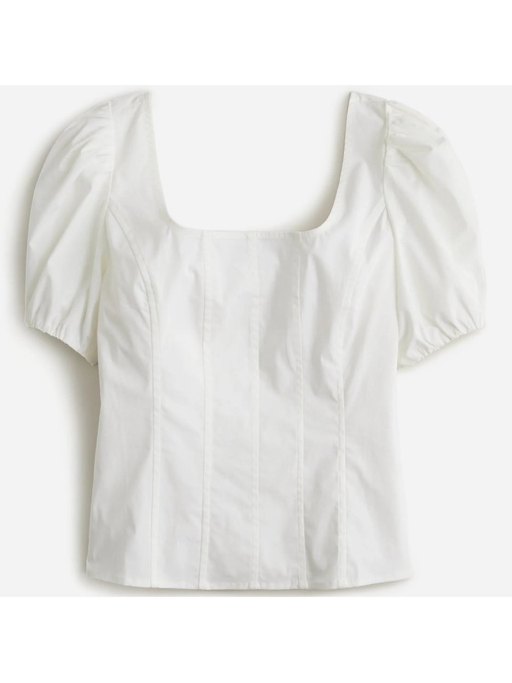J.CREW Puff-Sleeve Square Neck Top Cotton Poplin Size 0 in White
